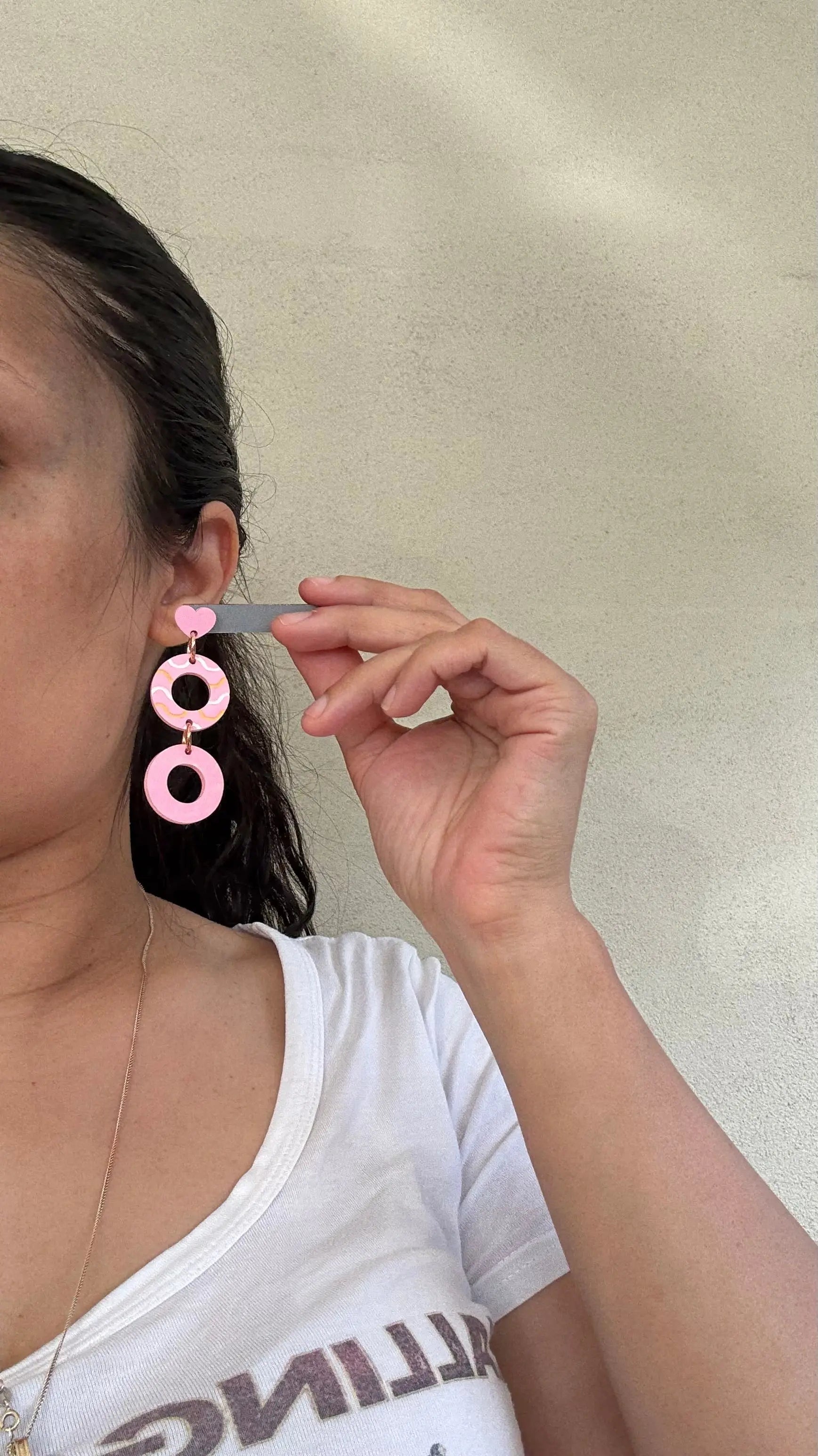 Acrylic earring sizing guide showing different sizes of handmade statement earrings - Krystlebot