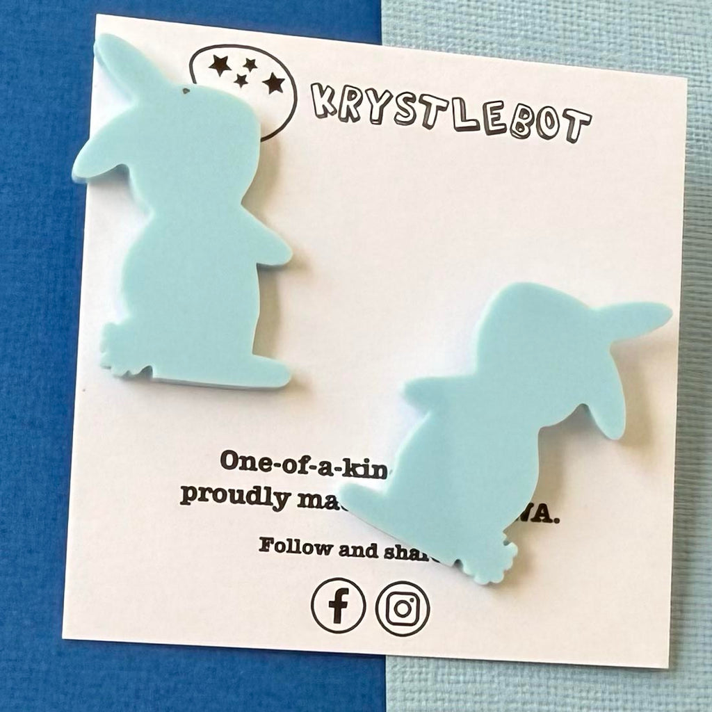 Large Rabbit Studs, Light sky blue Bunny Acrylic, Easter Rabbit earring, Lunar New Year, Year of the Rabbit, Animal Statement Earring, Lightweight