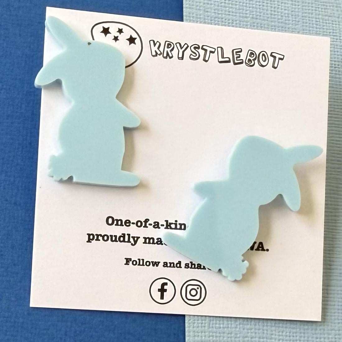 Large Rabbit Studs, Light sky blue Bunny Acrylic, Easter Rabbit earring, Lunar New Year, Year of the Rabbit, Animal Statement Earring, Lightweight