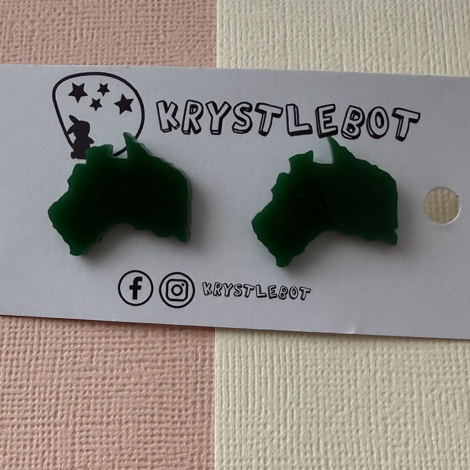 Green Australian Map Statement Studs Etsy