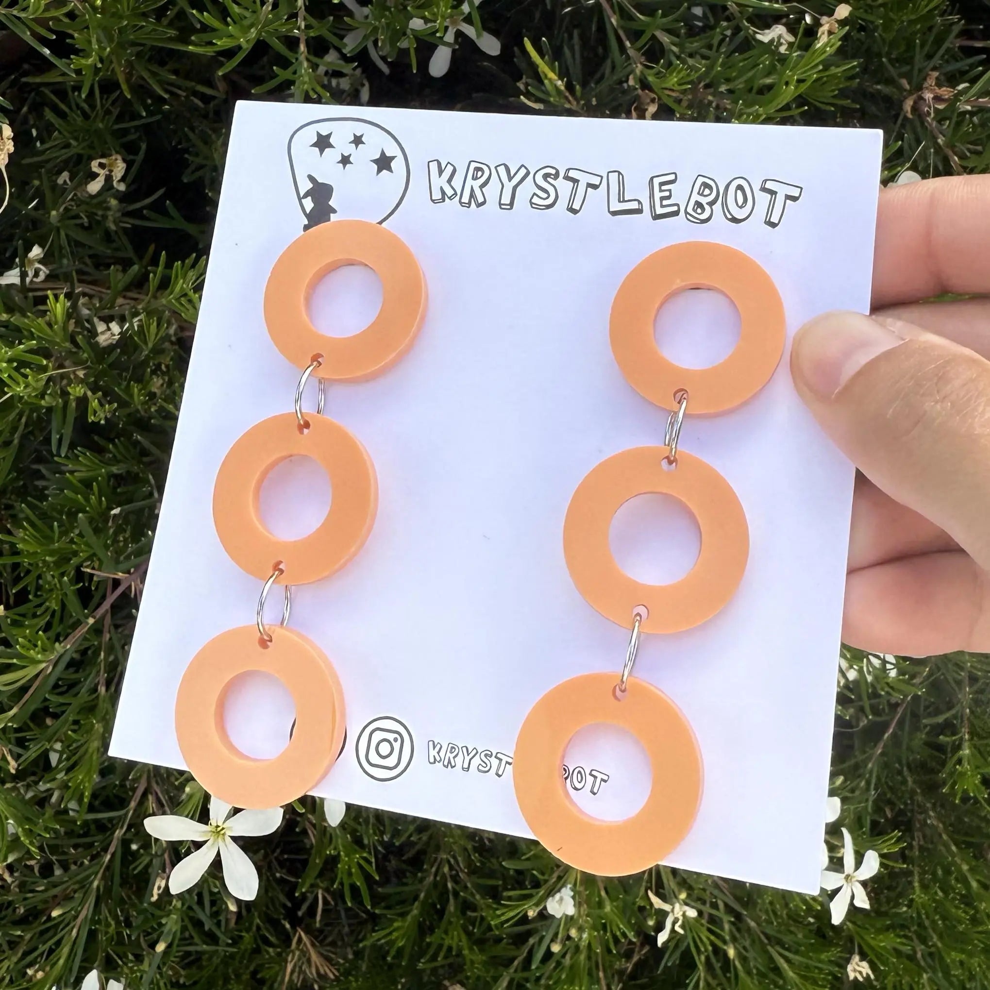 Orange trio Circle Dangles, Acrylic earrings, Lightweight dangles,Teacher Earrings