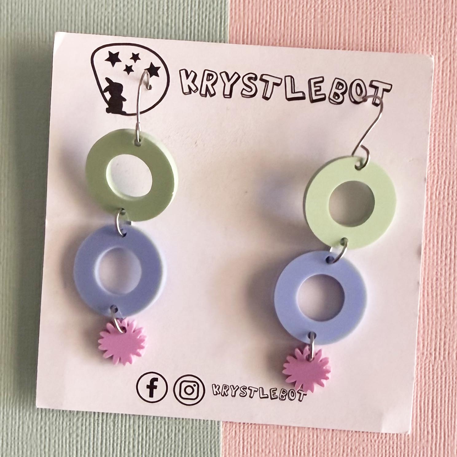 Green, Blue and Purple Circle Hook Dangles