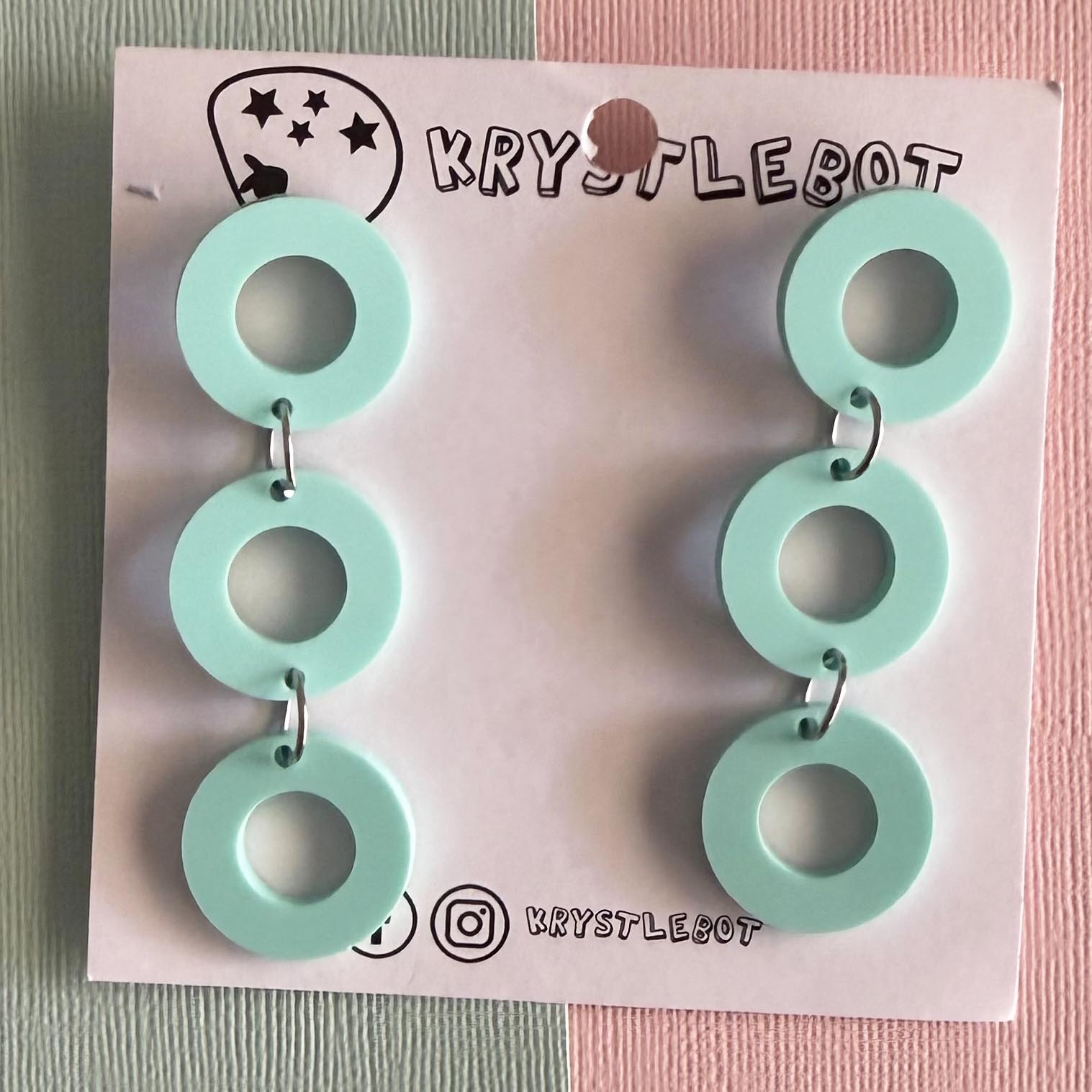 Spearmint green Trio Circle Dangles