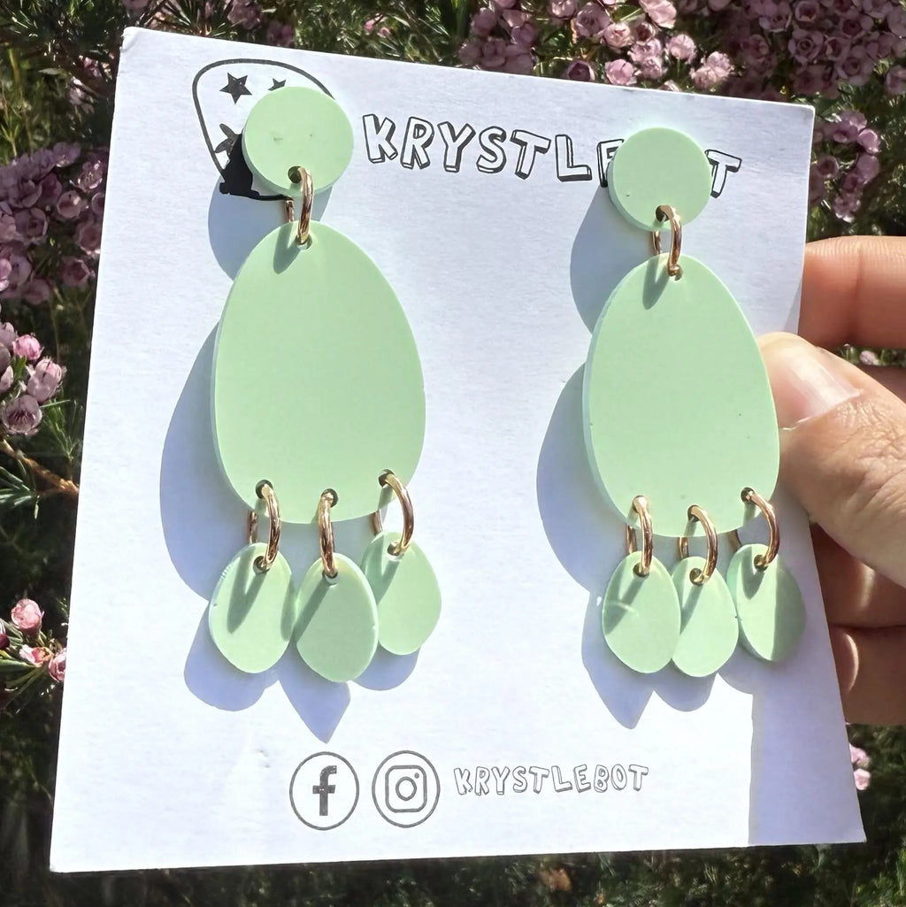 Light green mega statement dangles