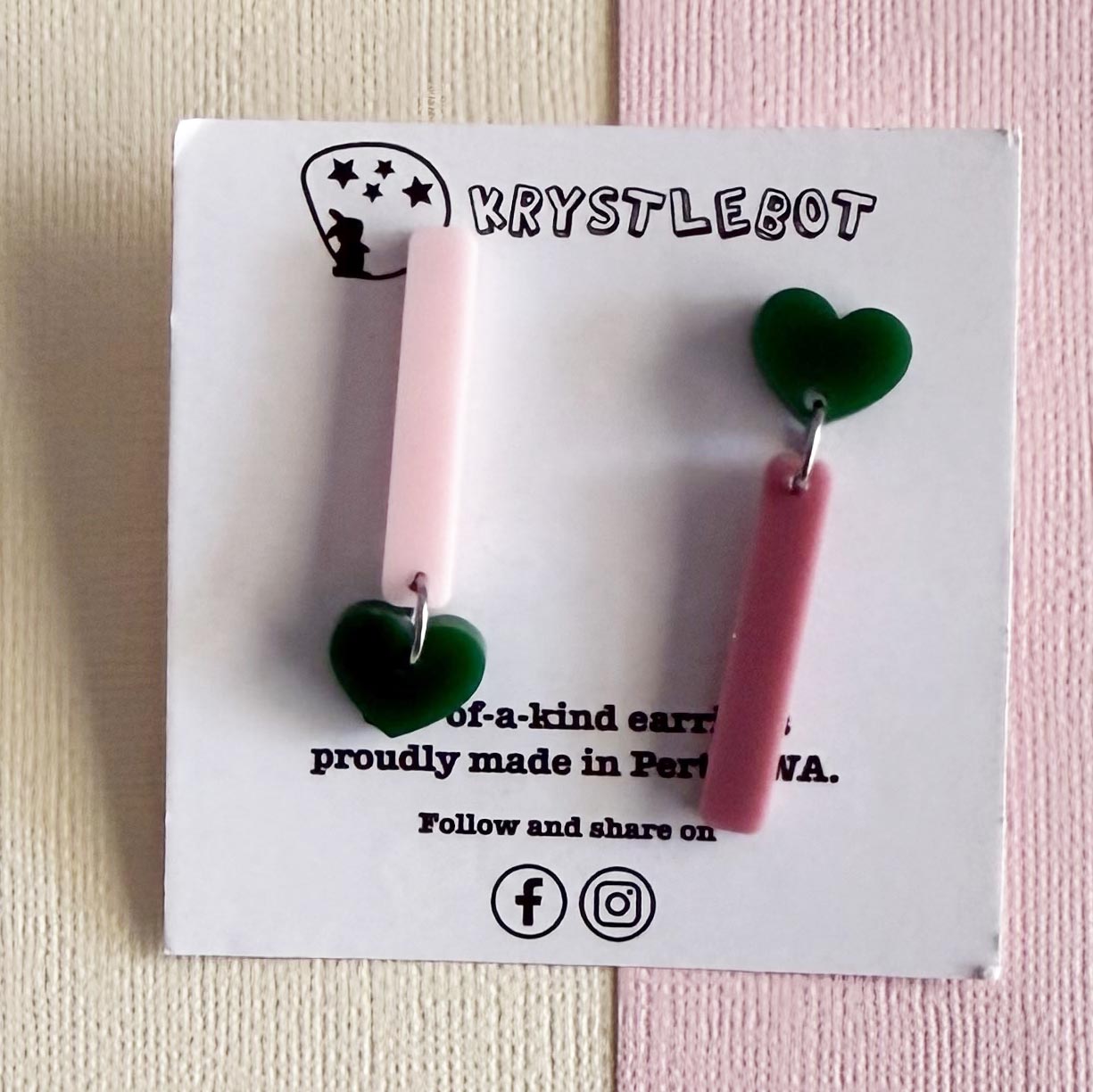 Pink and Green Mismatched Pop Dangles Etsy