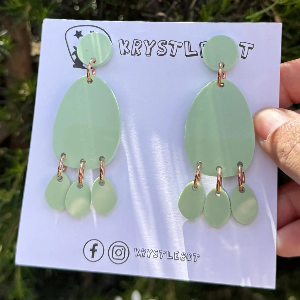 Light green mega statement dangles
