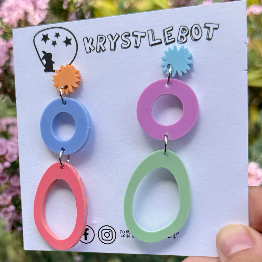 Multi Coloured Mismatched Shapes All Sorted Dangles, Acrylic earrings, Lightweight dangles,Teacher Earrings