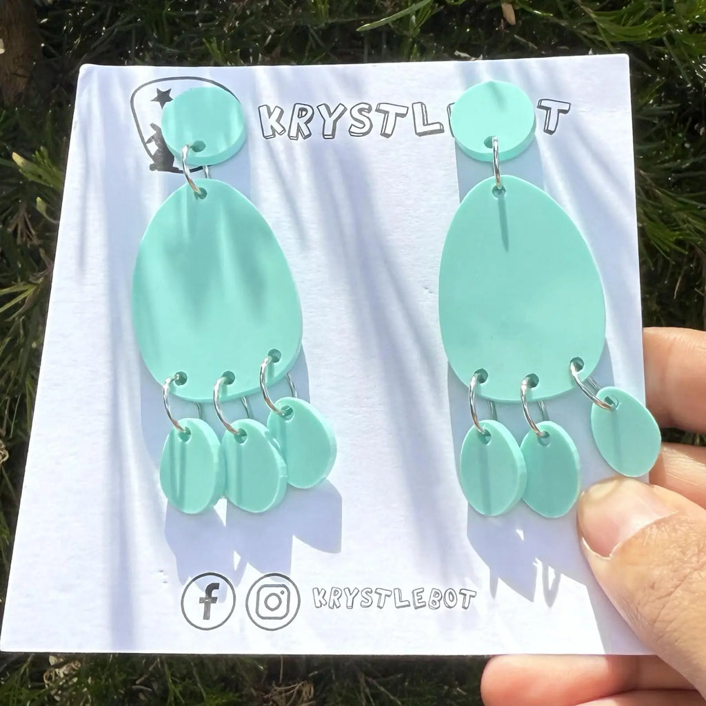 Mint green mega statement dangles