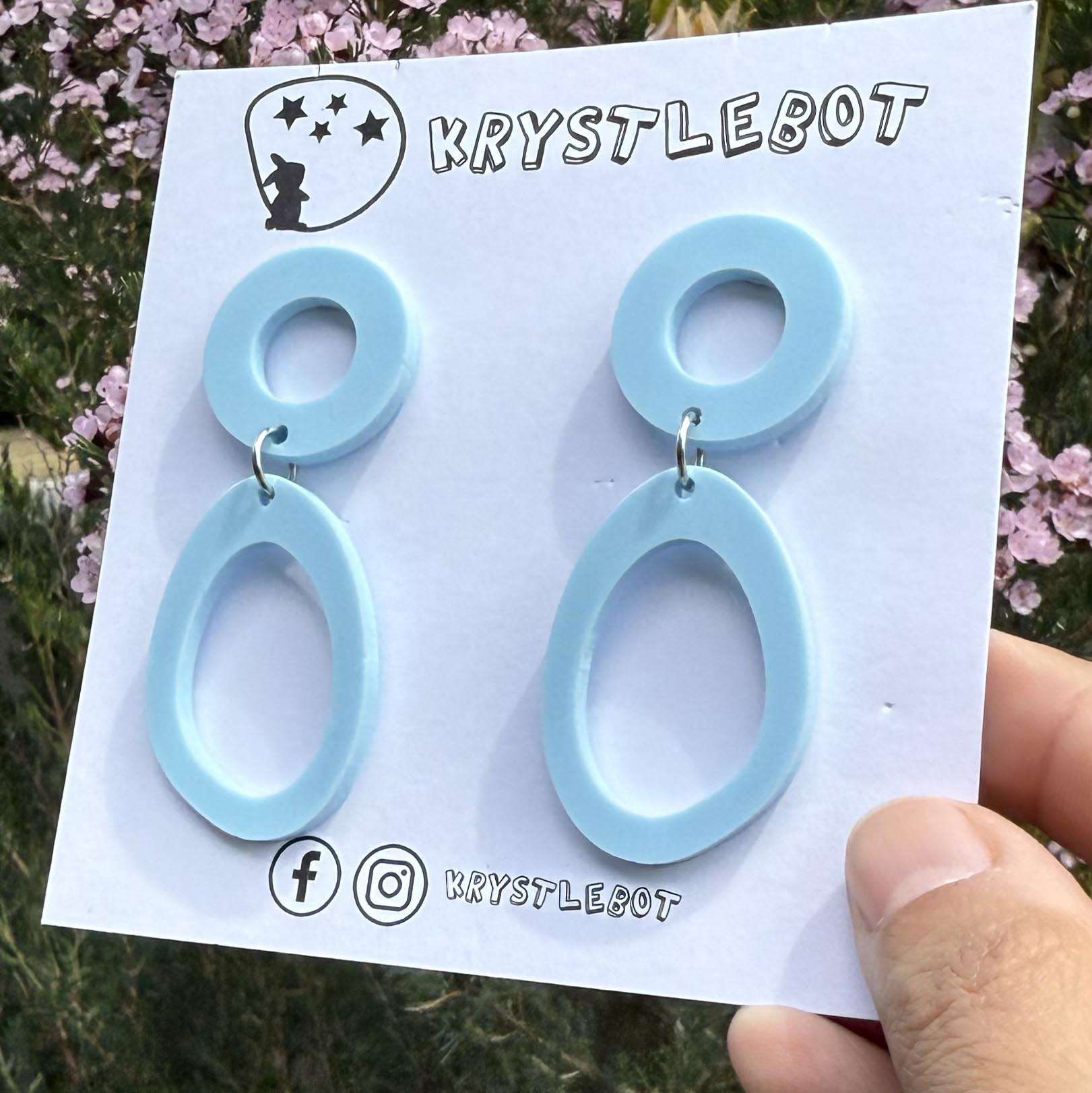 Light blue circle and oval dangles, Acrylic earrings, Lightweight dangles,Teacher Earrings