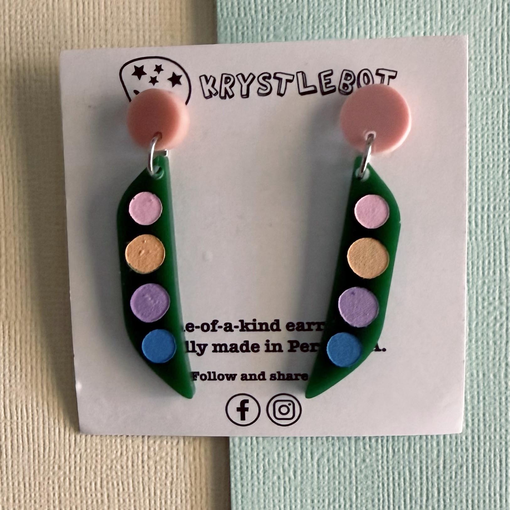 Colourful Hand Painted Pea Pod Dangles Etsy