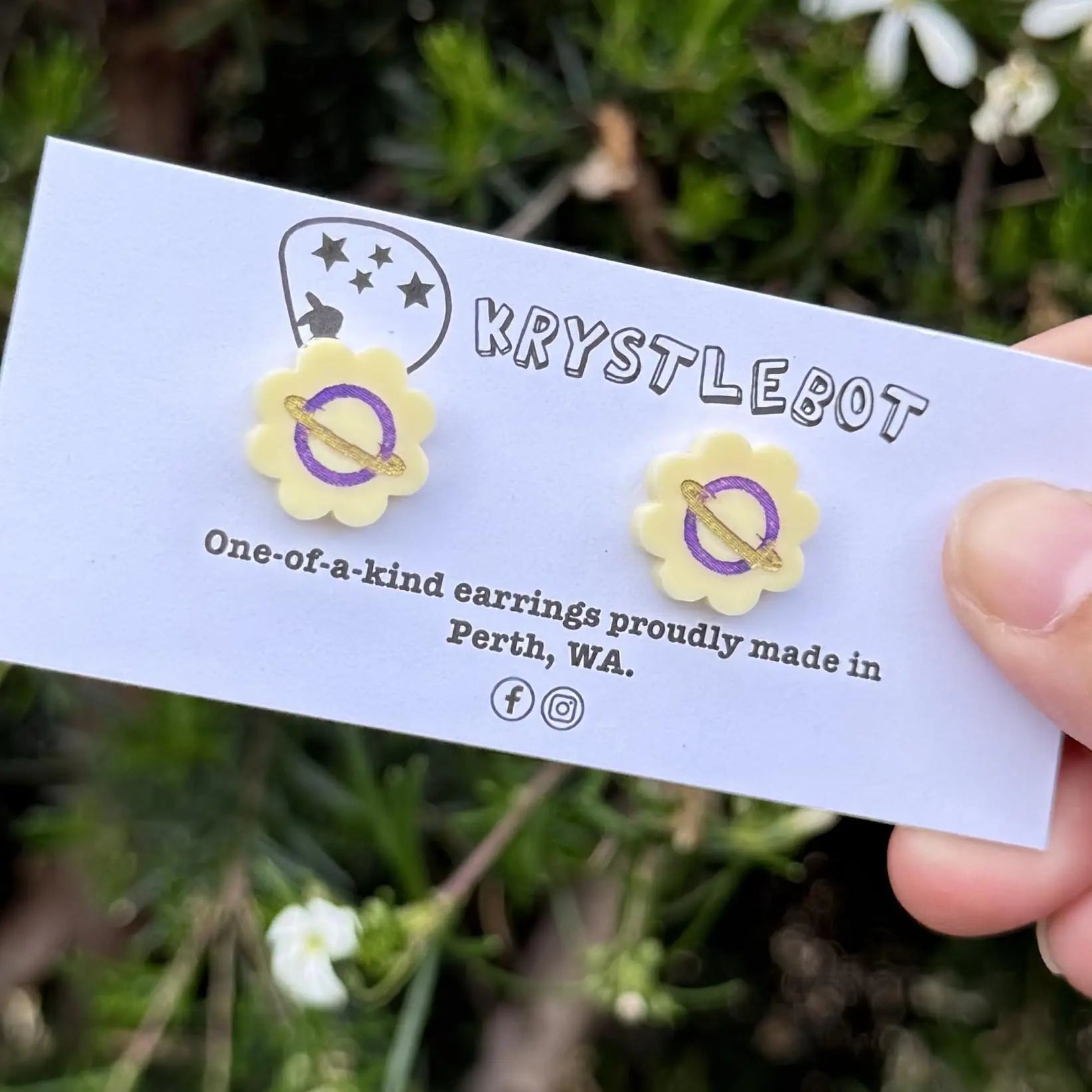 Yellow painted planet studs, Teacher Gifts, Everyday earrings, Basic Studs