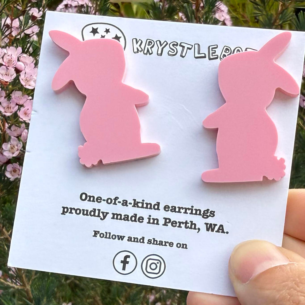 Large Rabbit Studs, Light pink Bunny Acrylic, Easter Rabbit earring, Lunar New Year, Year of the Rabbit, Animal Statement Earring, Lightweight