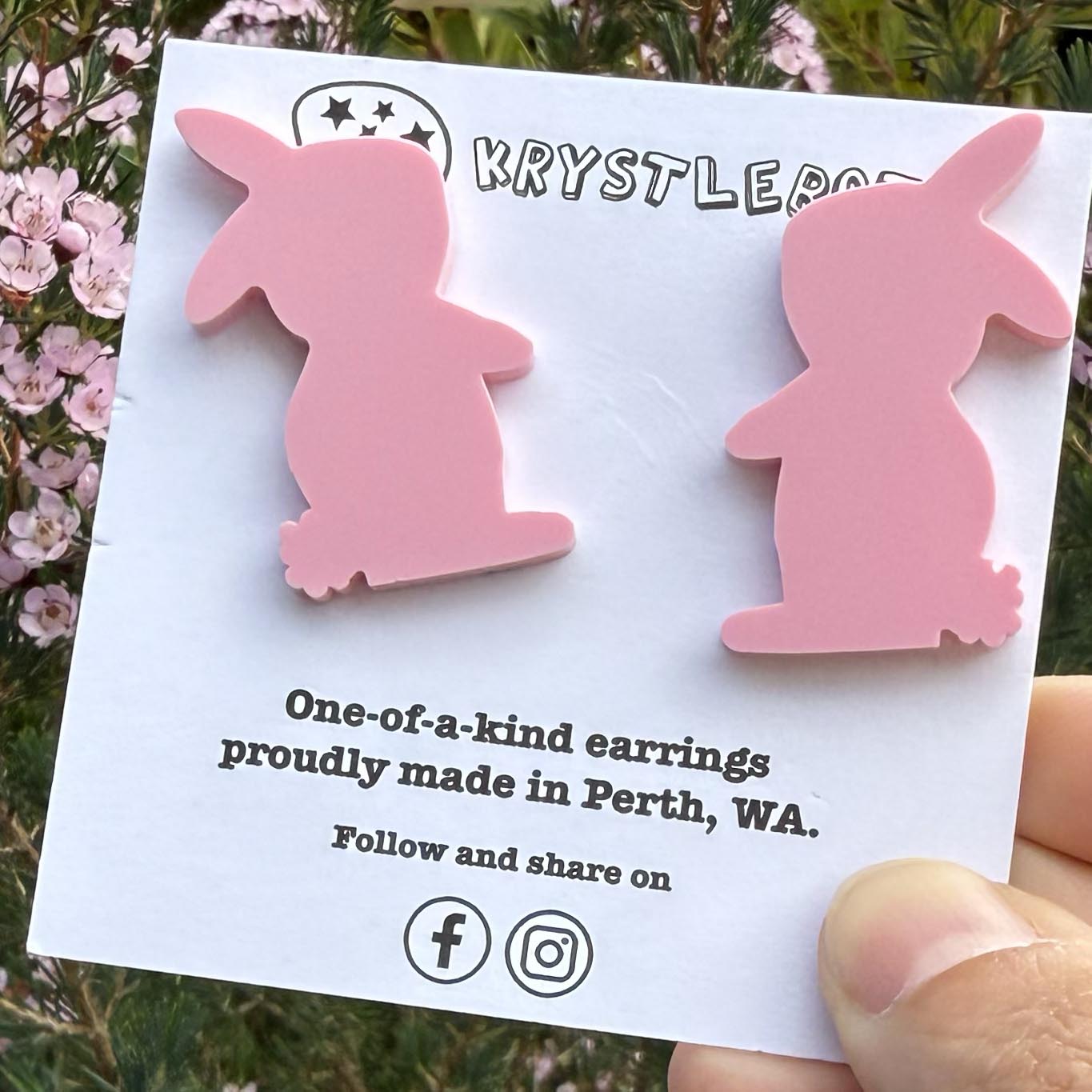 Large Rabbit Studs, Light pink Bunny Acrylic, Easter Rabbit earring, Lunar New Year, Year of the Rabbit, Animal Statement Earring, Lightweight