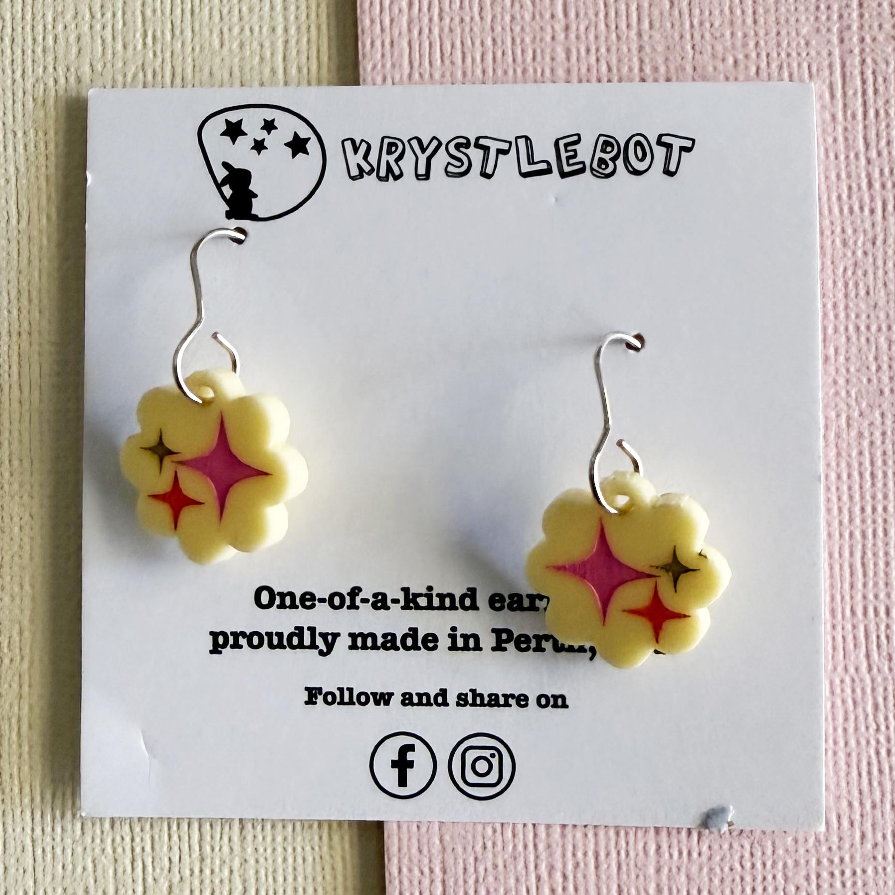 Yellow hook Star Trio Hand Painted Earrings Etsy