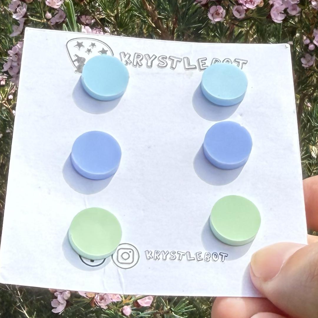 Mini Circle Value Stud Pack, Acrylic earrings, lightweight earrings, teacher earrings