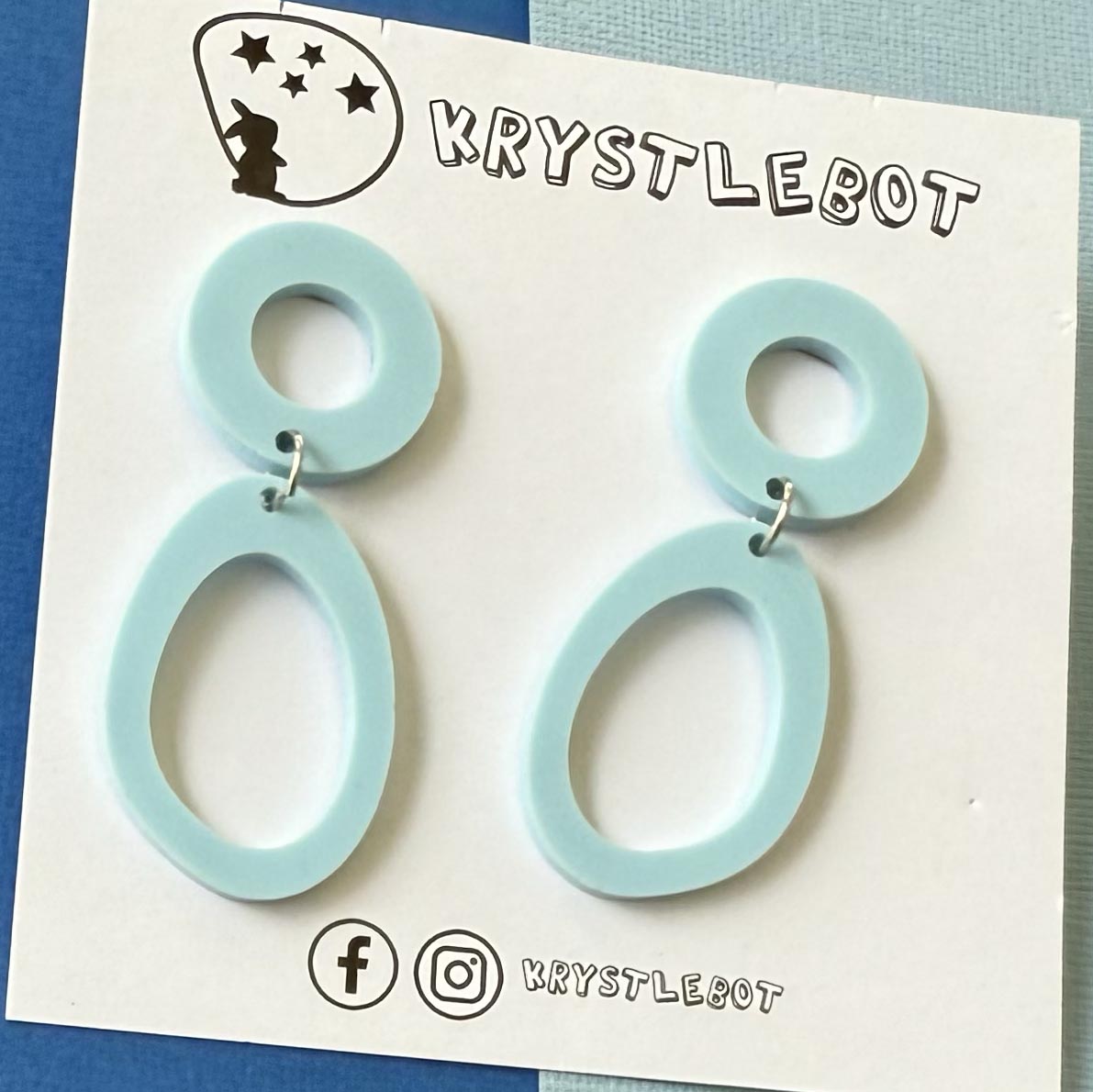 Light blue circle and oval dangles, Acrylic earrings, Lightweight dangles,Teacher Earrings