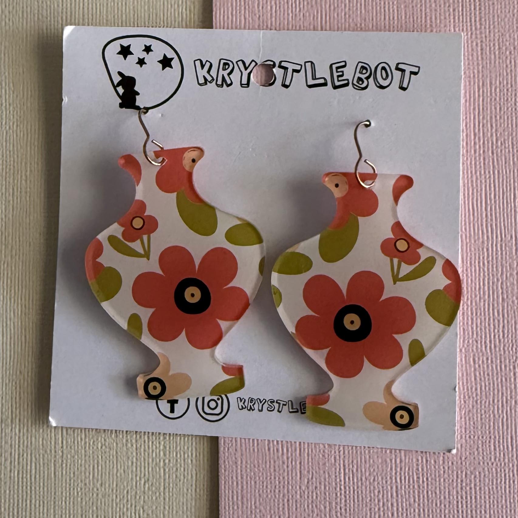 Abstract Flower Vase Statement Dangles