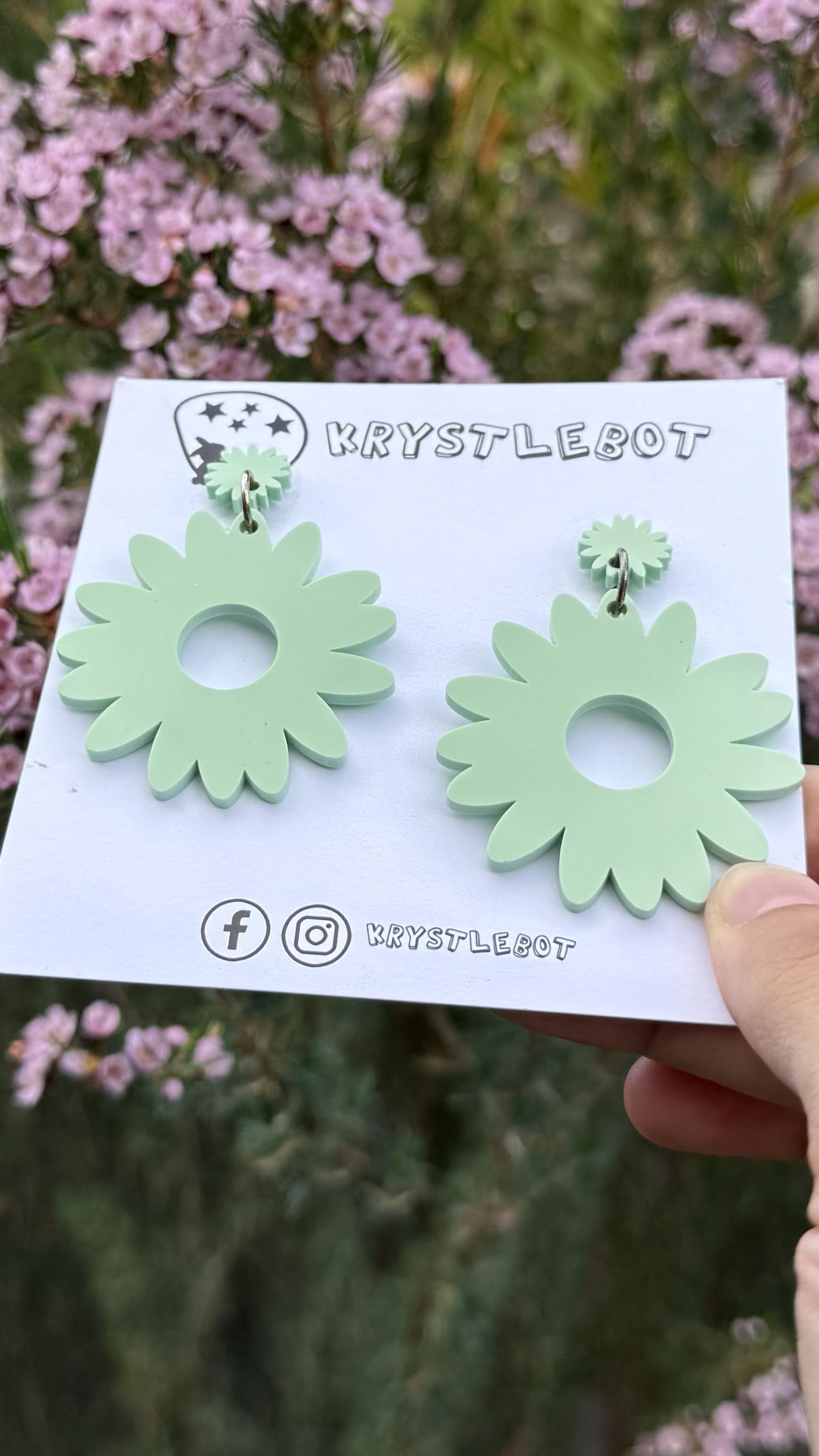 Large green sunflower statement dangles, floral flower earrings, big statement lightweight earrings, teacher earrings