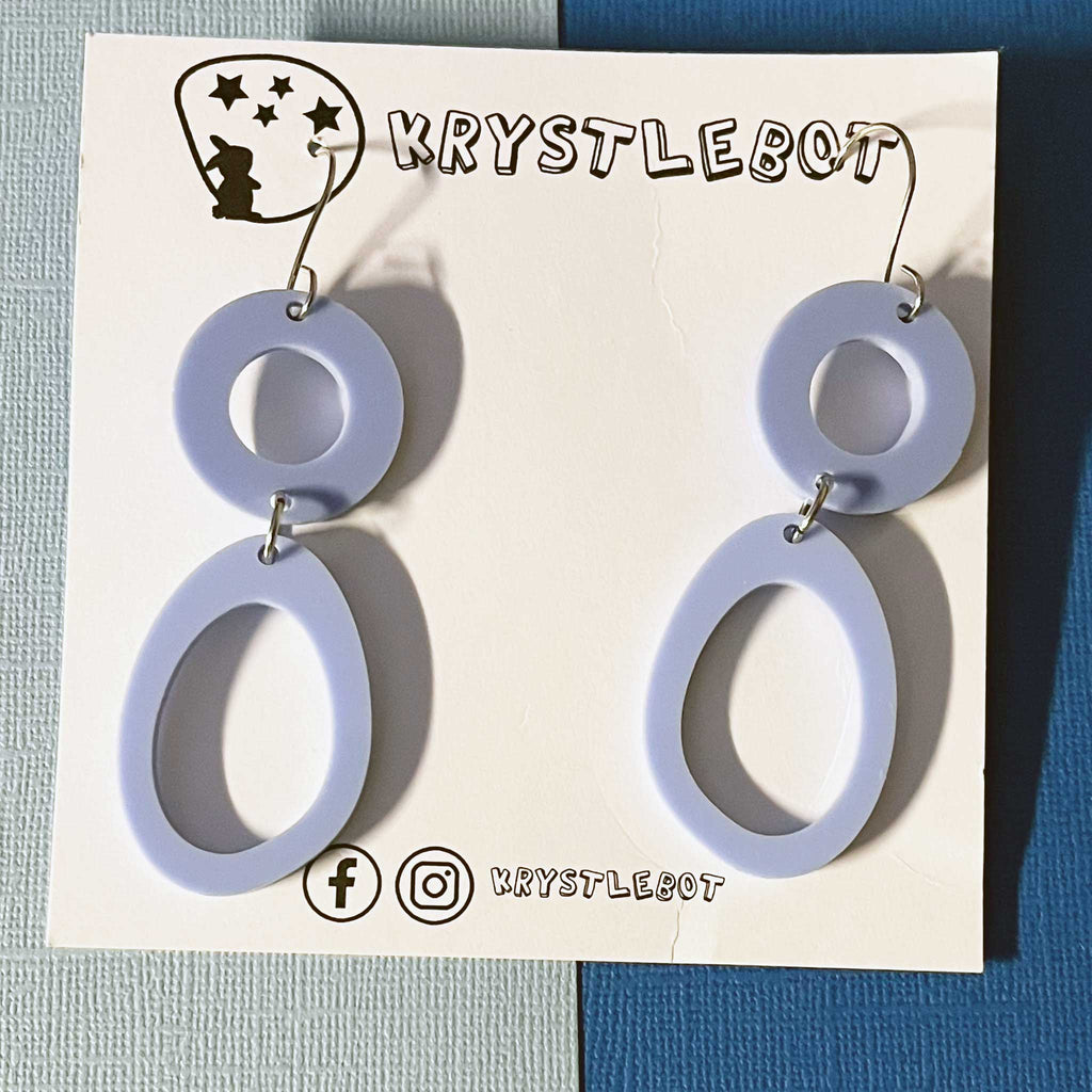 Blueberry Blue Circle and Oval Abstract Shape Hook Dangles, Acrylic earrings, Lightweight dangles,Teacher Earrings