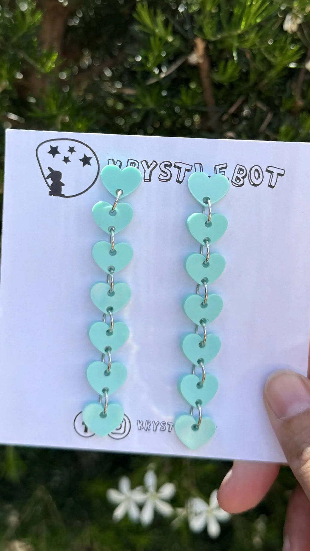 Mint green sweetheart dangles, mini heart dangles, acrylic earrings, teacher earrings, lightweight dangles