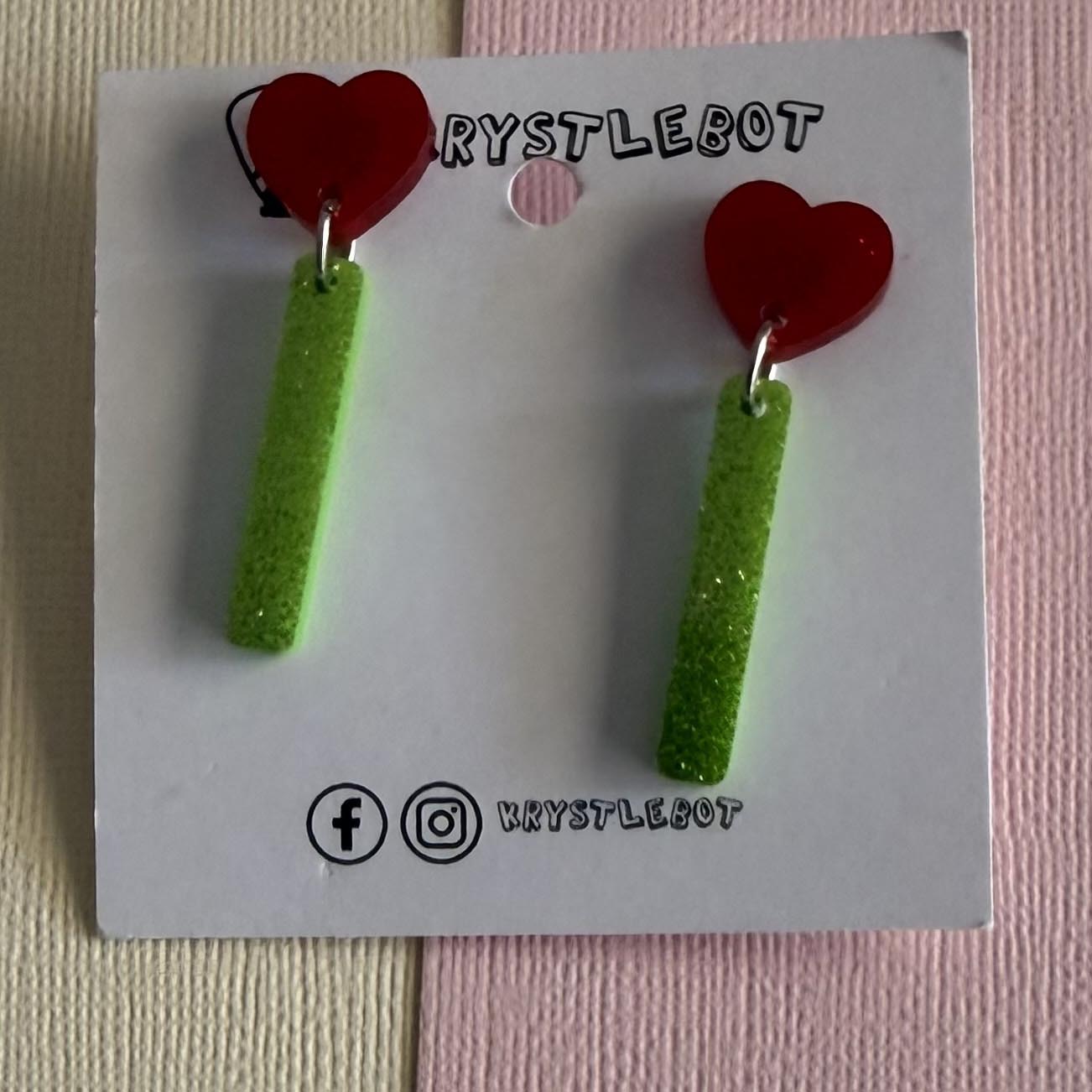 Green and Red Heart Coloured Pop Dangles Etsy