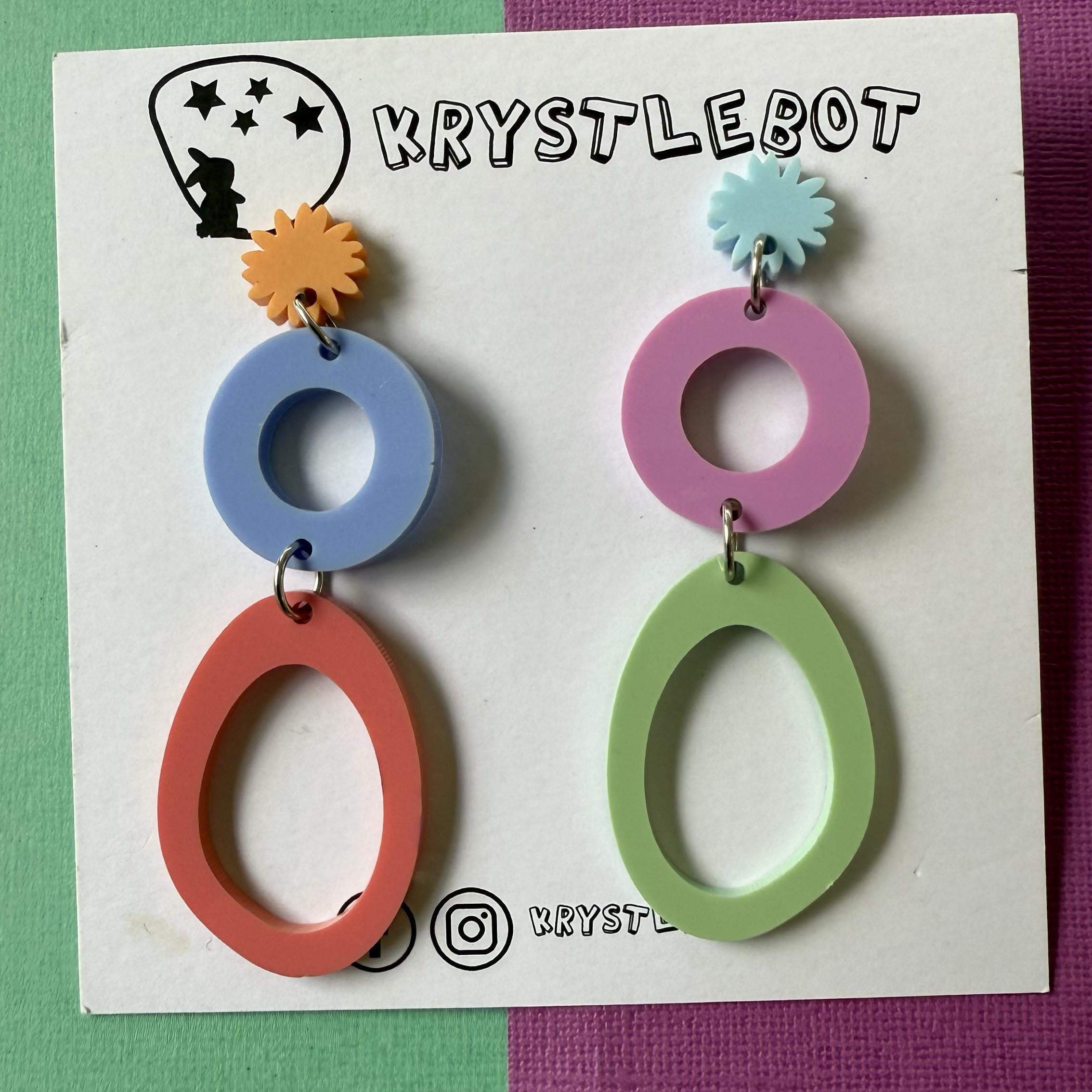 Multi Coloured Mismatched Shapes All Sorted Dangles, Acrylic earrings, Lightweight dangles,Teacher Earrings