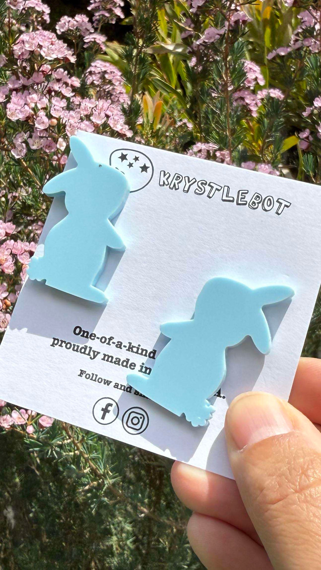 Large Rabbit Studs, Light sky blue Bunny Acrylic, Easter Rabbit earring, Lunar New Year, Year of the Rabbit, Animal Statement Earring, Lightweight