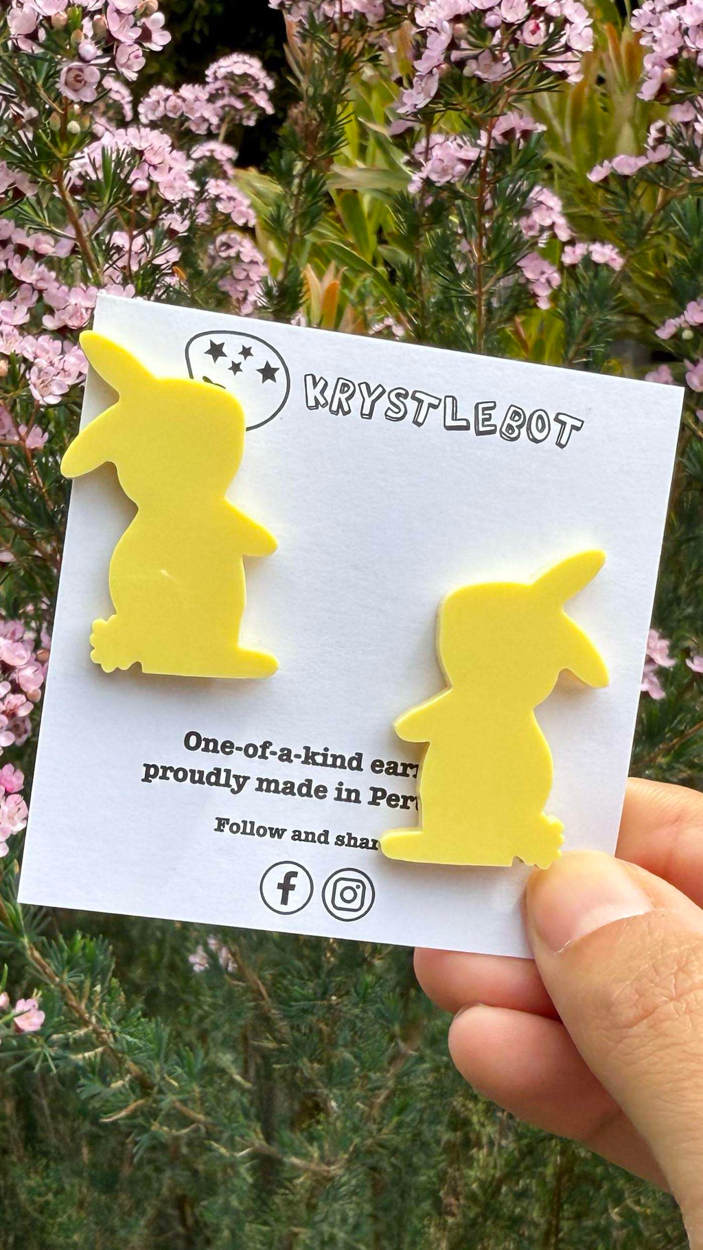 Large Rabbit Studs,Yellow Bunny Acrylic, Easter Rabbit earring, Lunar New Year, Year of the Rabbit, Animal Statement Earring, Lightweight