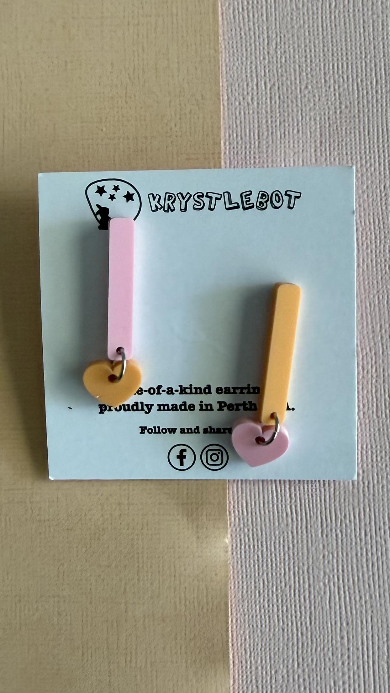 Pink and Orange Mismatched Pop Dangles Etsy