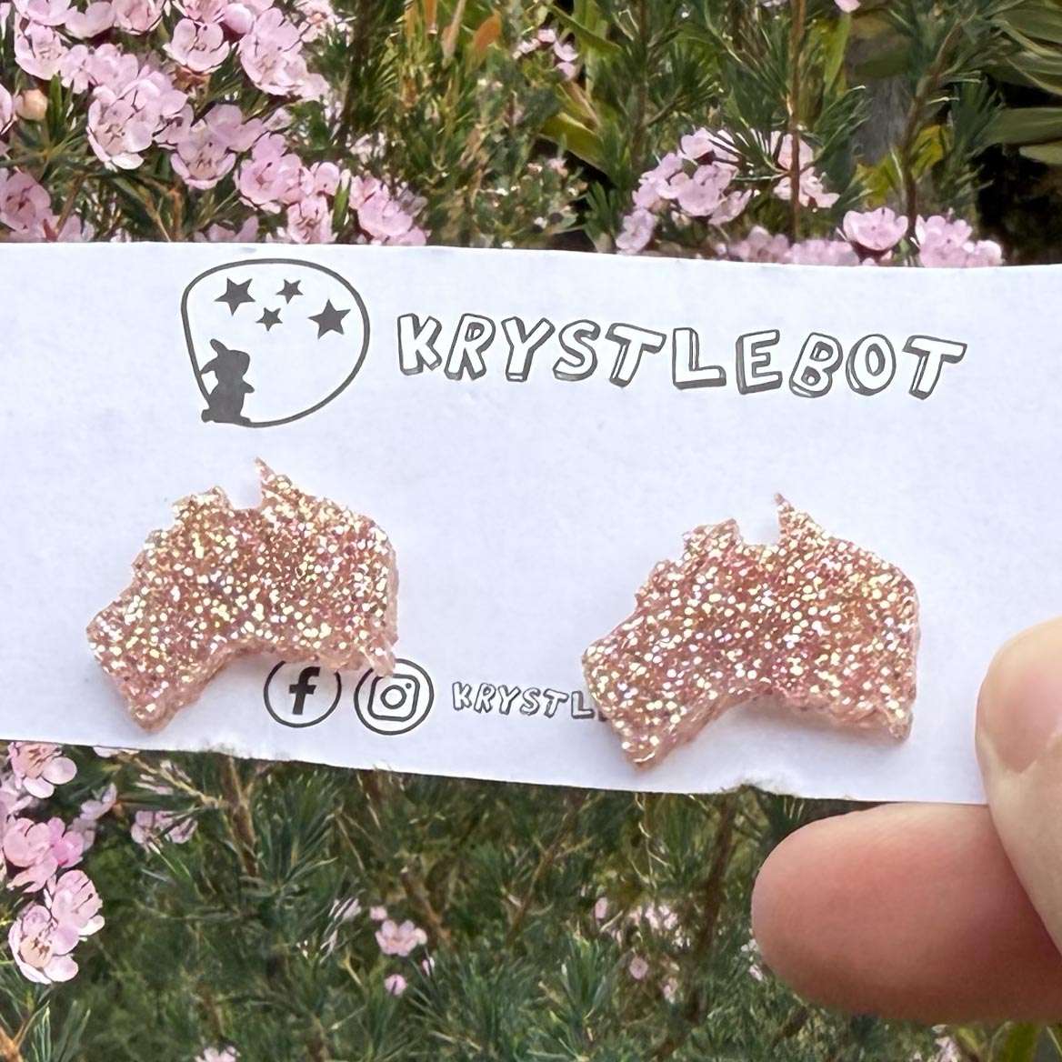 Pink Rose Gold Australian Map Statement Studs, Acrylic Earrings