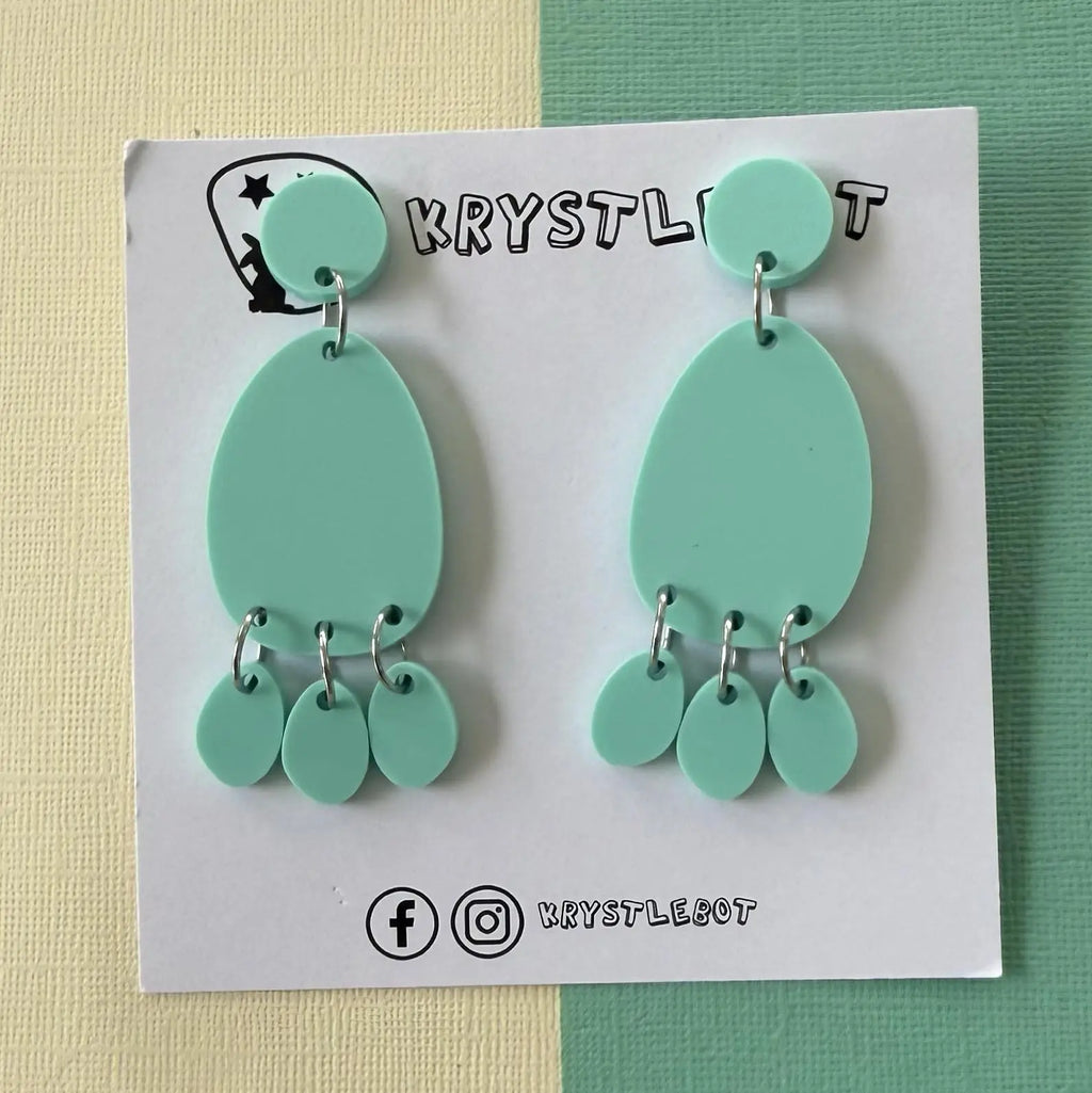 Mint green mega statement dangles