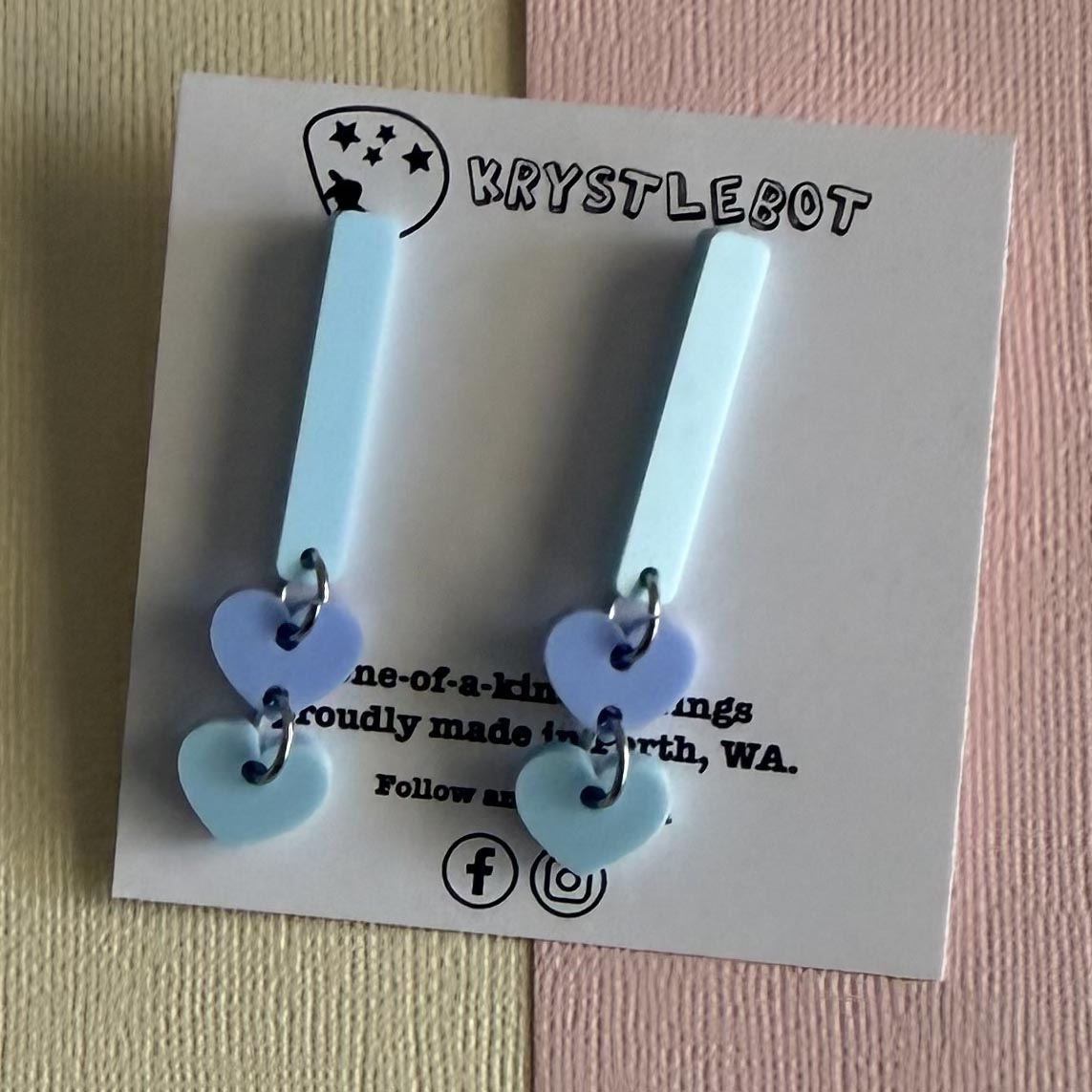Blue Heart Coloured Pop Dangles Etsy