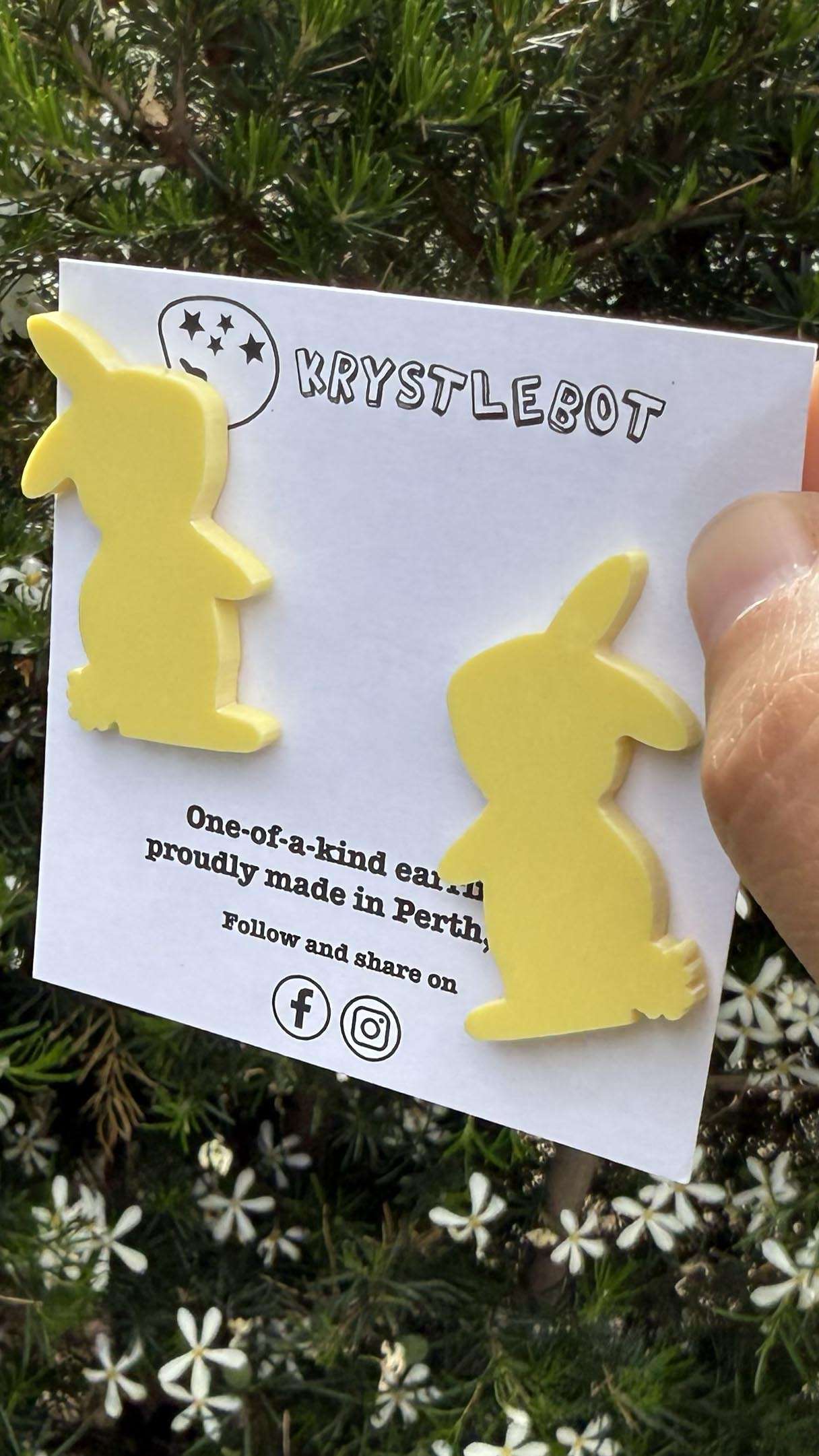 Large Rabbit Studs,Yellow Bunny Acrylic, Easter Rabbit earring, Lunar New Year, Year of the Rabbit, Animal Statement Earring, Lightweight