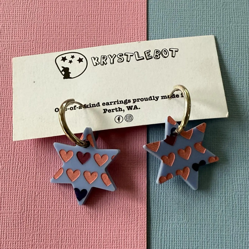Blue Star Dangles - Hand Painted Hearts Etsy