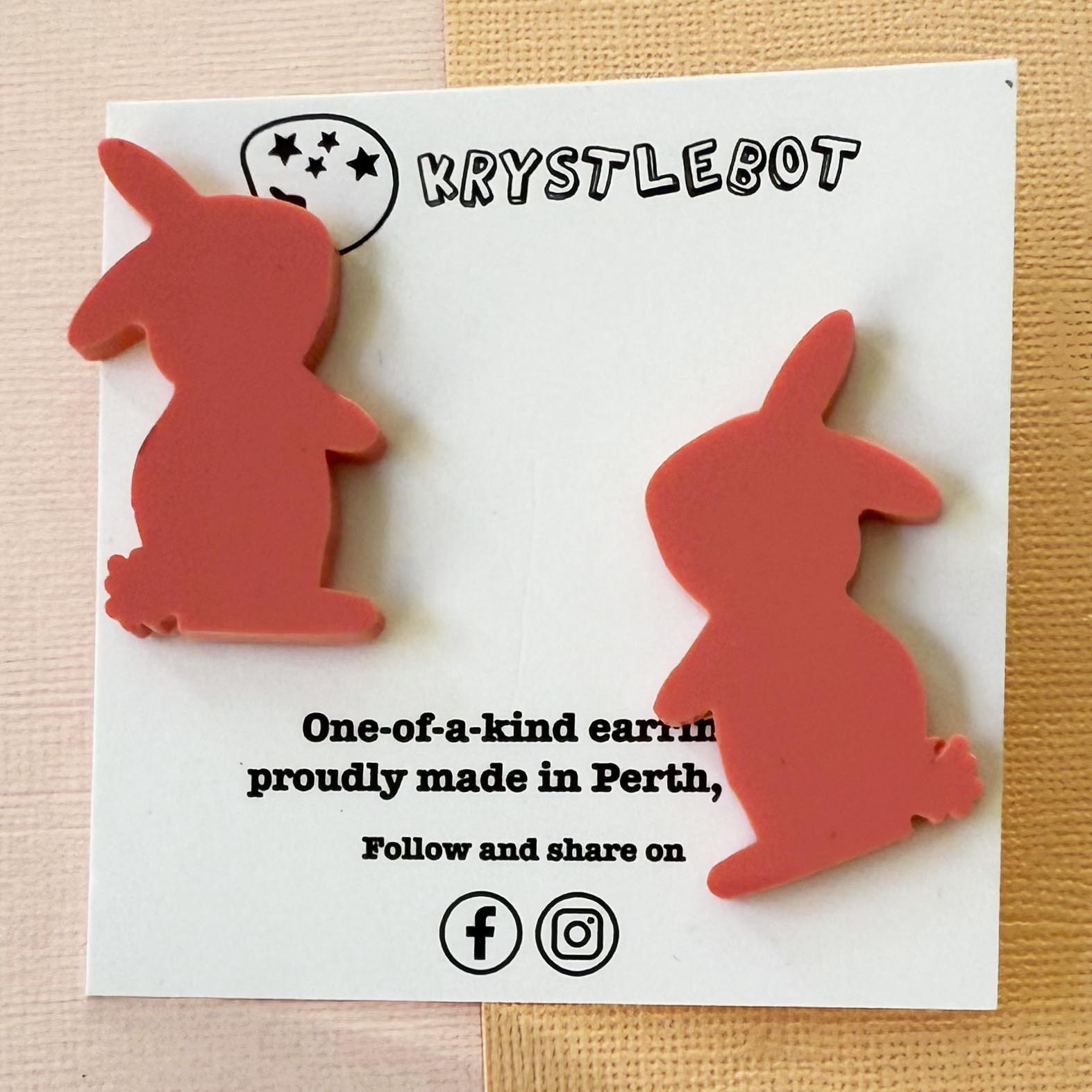 Large Rabbit Studs, Raspberry pink Bunny Acrylic, Easter Rabbit earring, Lunar New Year, Year of the Rabbit, Animal Statement Earring, Lightweight