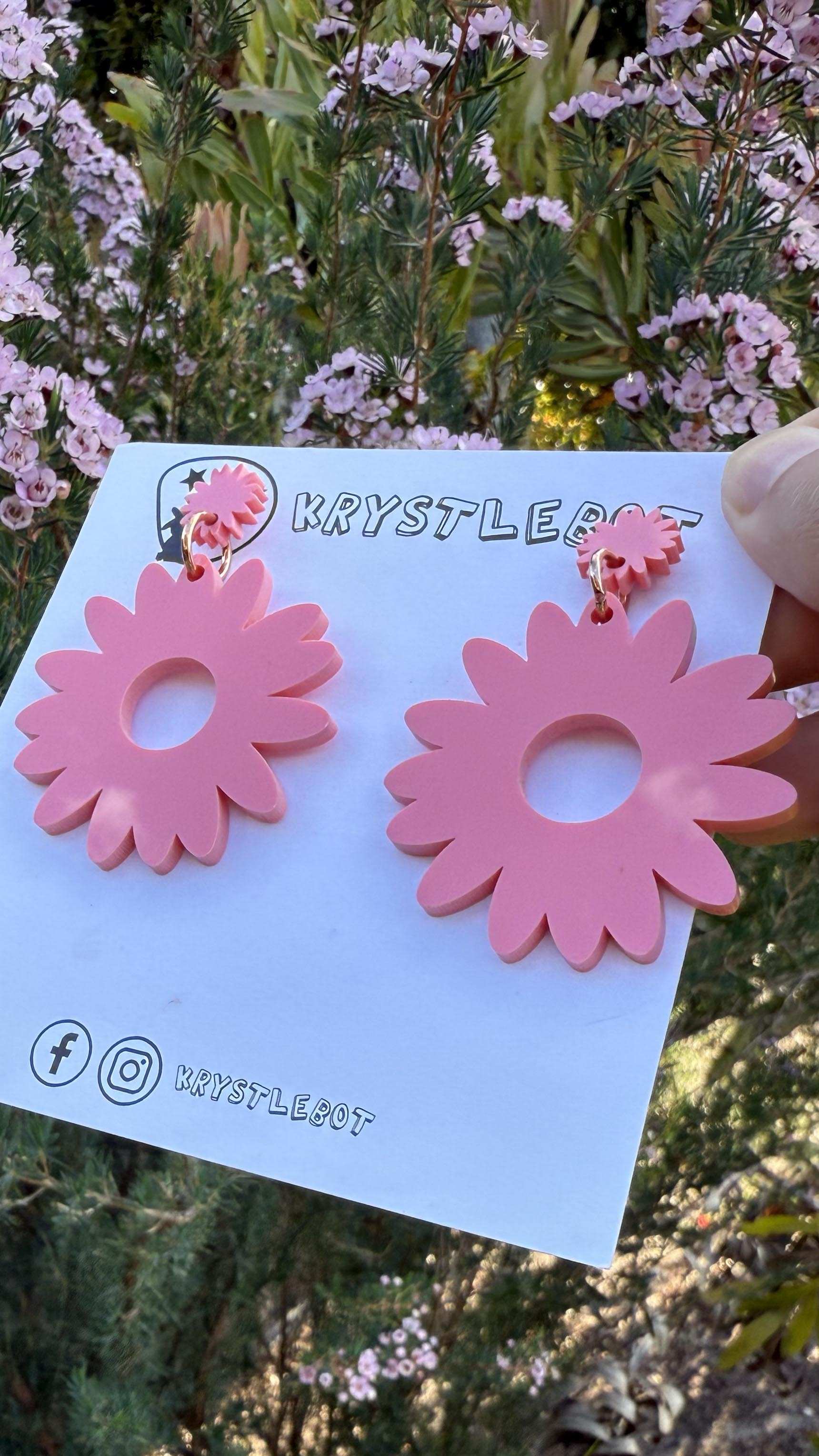 Large raspberry pink sunflower statement dangles, floral flower earrings, big statement lightweight earrings, teacher earrings