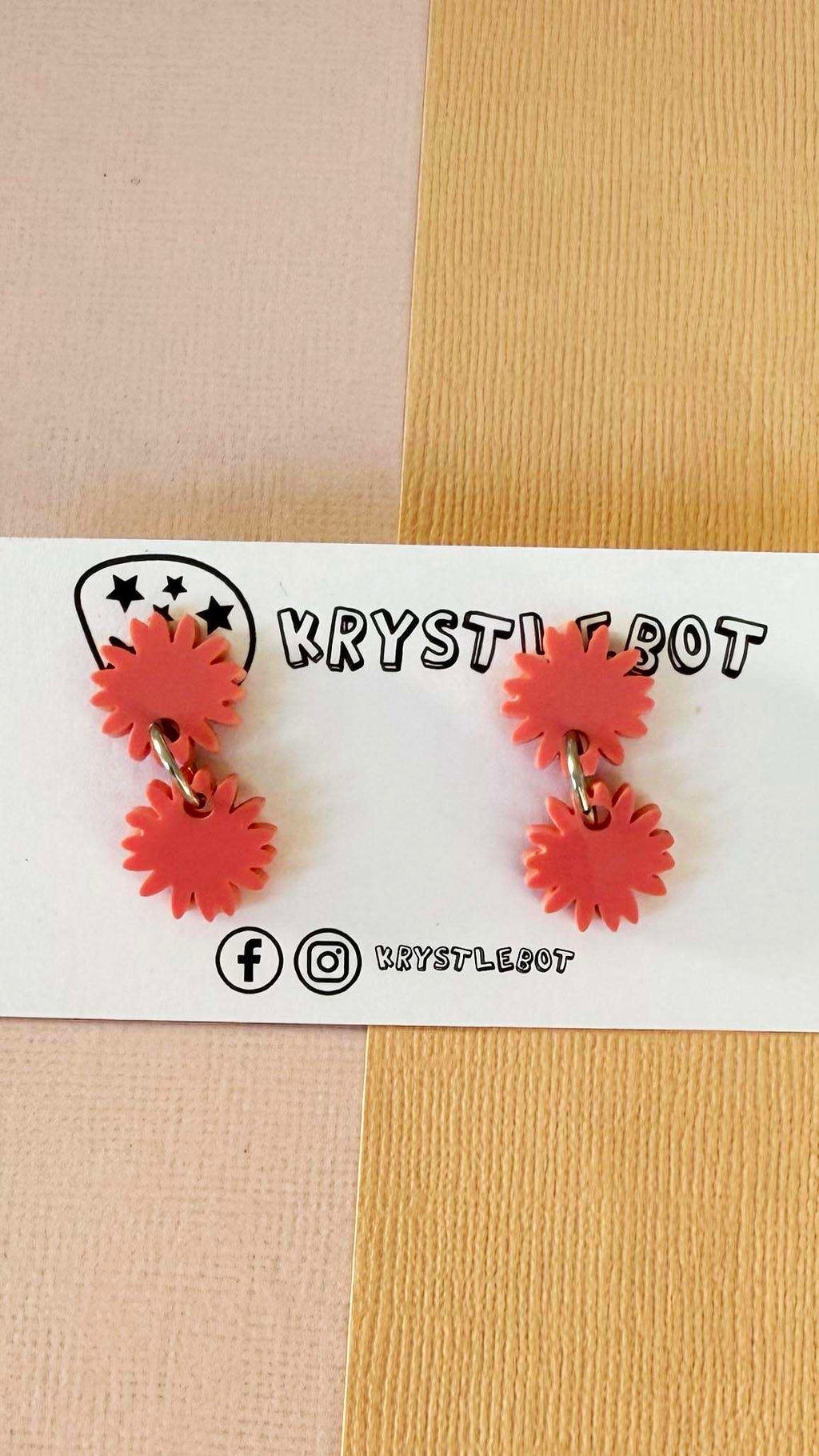 Raspberry pink mini starburst dangles, lightweight earrings, teacher earrings, acrylic earrings