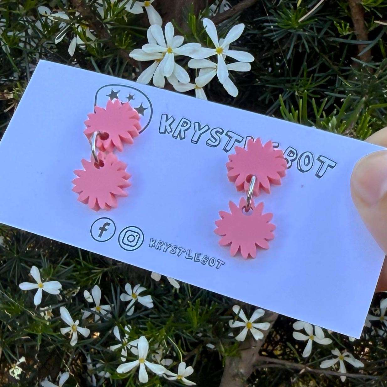 Raspberry pink mini starburst dangles, lightweight earrings, teacher earrings, acrylic earrings