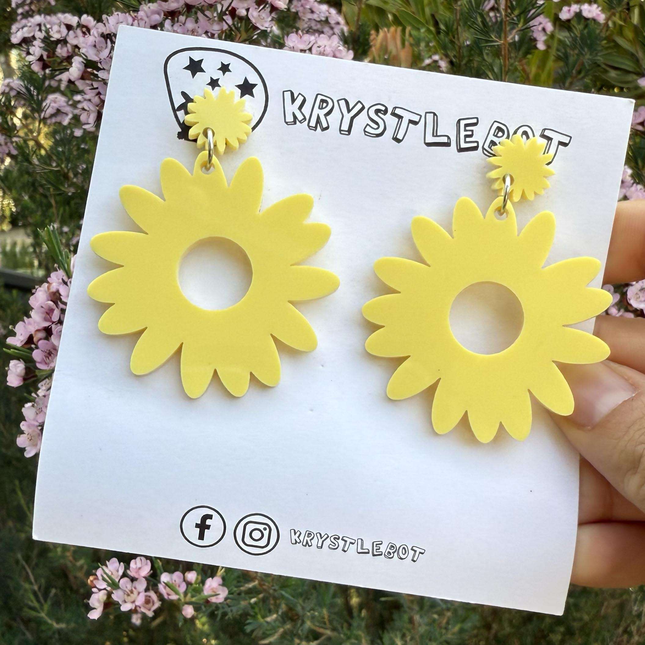 Large yellow sunflower statement dangles, floral flower earrings, big statement lightweight earrings, teacher earrings