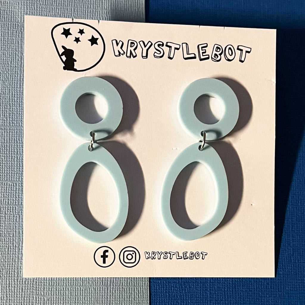 Light blue circle and oval dangles, Acrylic earrings, Lightweight dangles,Teacher Earrings