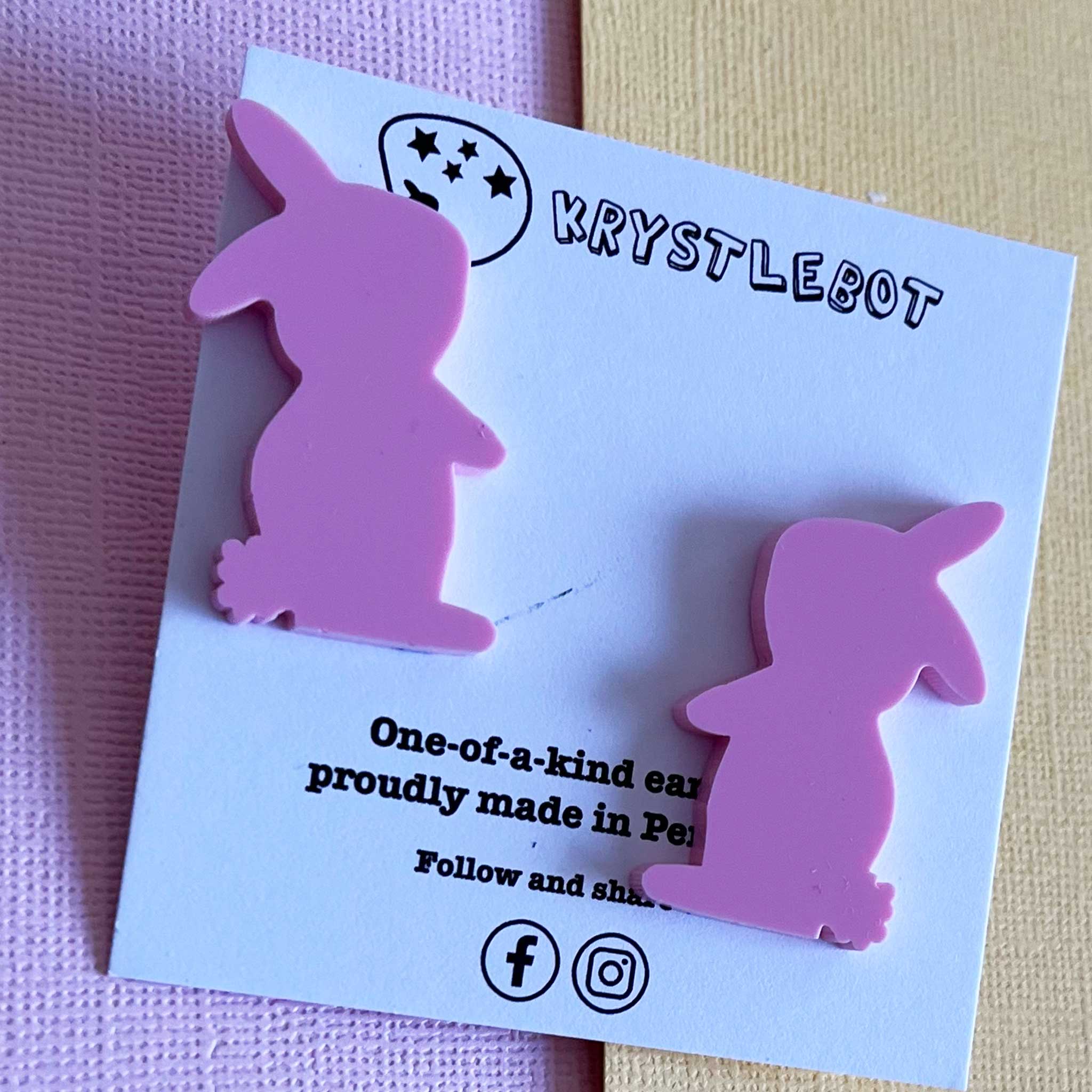 Large Rabbit Studs, Light pink Bunny Acrylic, Easter Rabbit earring, Lunar New Year, Year of the Rabbit, Animal Statement Earring, Lightweight