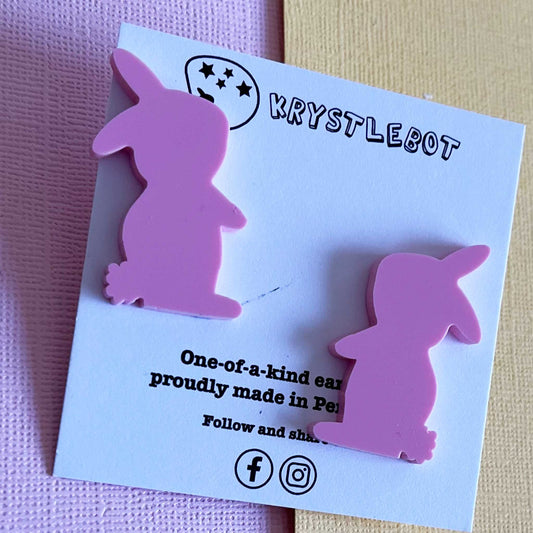 Large Rabbit Studs, Light pink Bunny Acrylic, Easter Rabbit earring, Lunar New Year, Year of the Rabbit, Animal Statement Earring, Lightweight