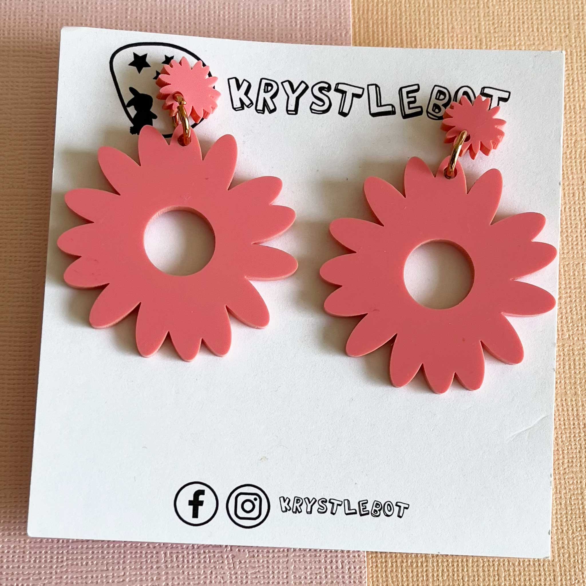 Large raspberry pink sunflower statement dangles, floral flower earrings, big statement lightweight earrings, teacher earrings
