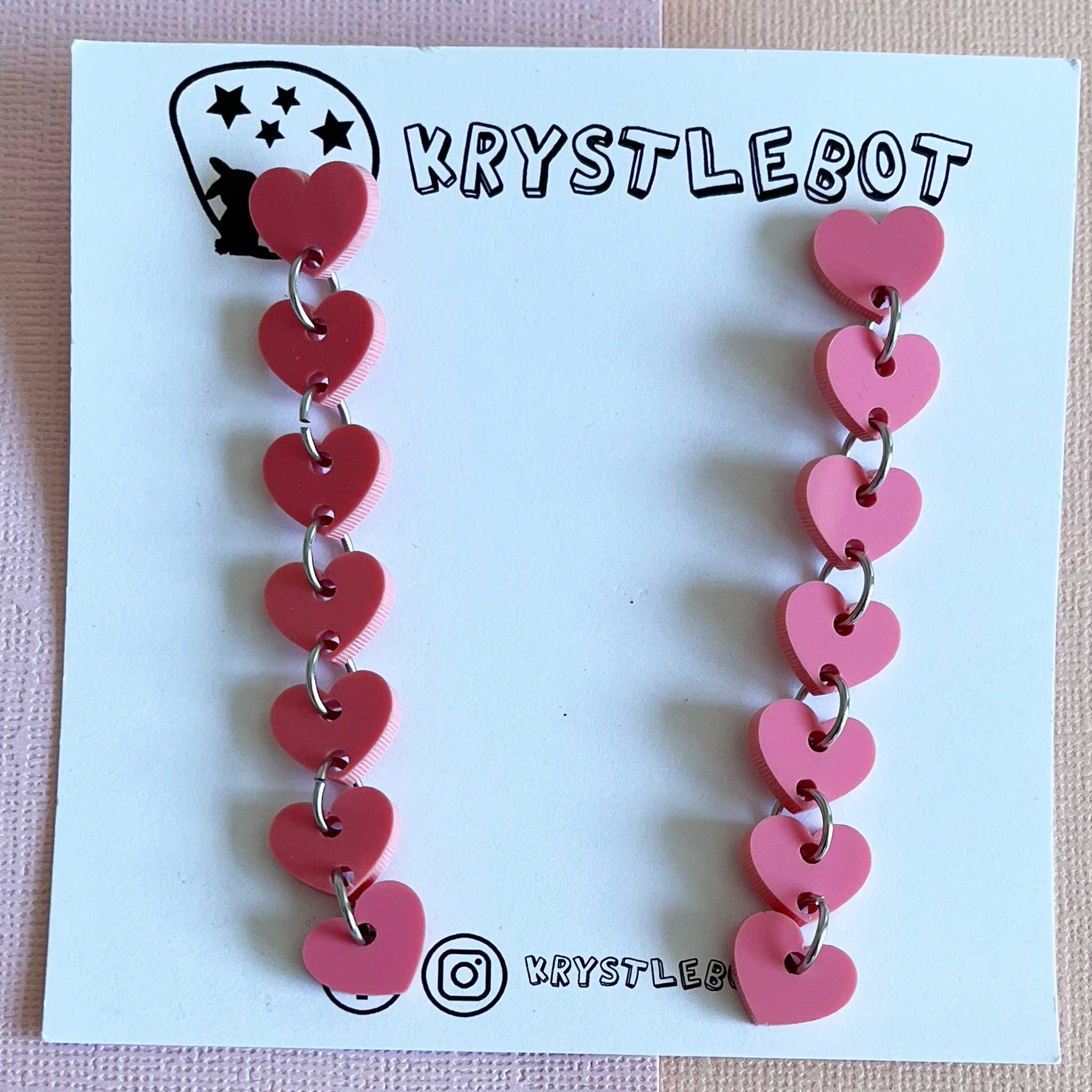 Raspberry sweetheart dangles, mini heart dangles, acrylic earrings, teacher earrings, lightweight dangles