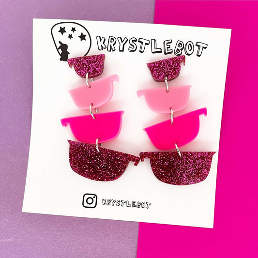 Baking Bowl Earring, Pink Statement Acrylic, Cooking Acrylic Dangles, Cake Lightweight Earrings, Teacher Earrings, Baking Boss Queen - Krystlebot