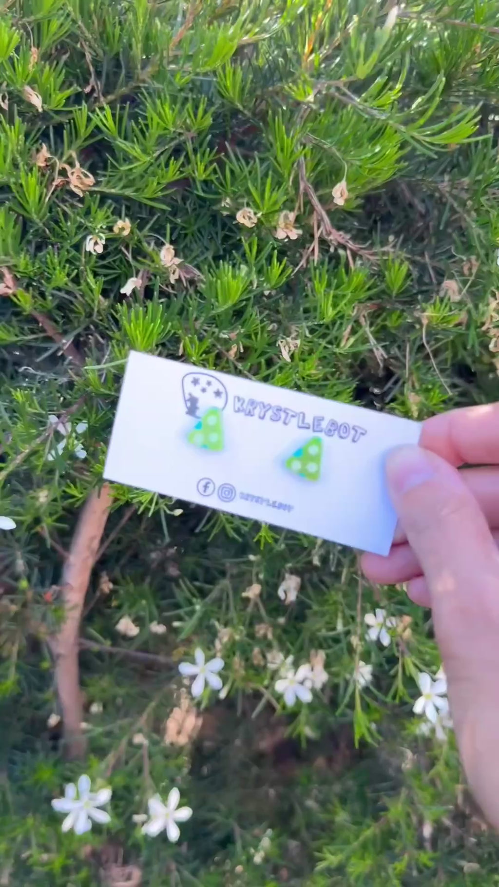 Lime Green Glitter Teal Spotted Triangle Studs