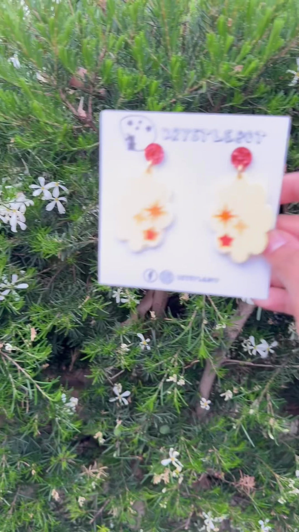 Yellow Star Trio Hand Painted Flower Cloud Burst