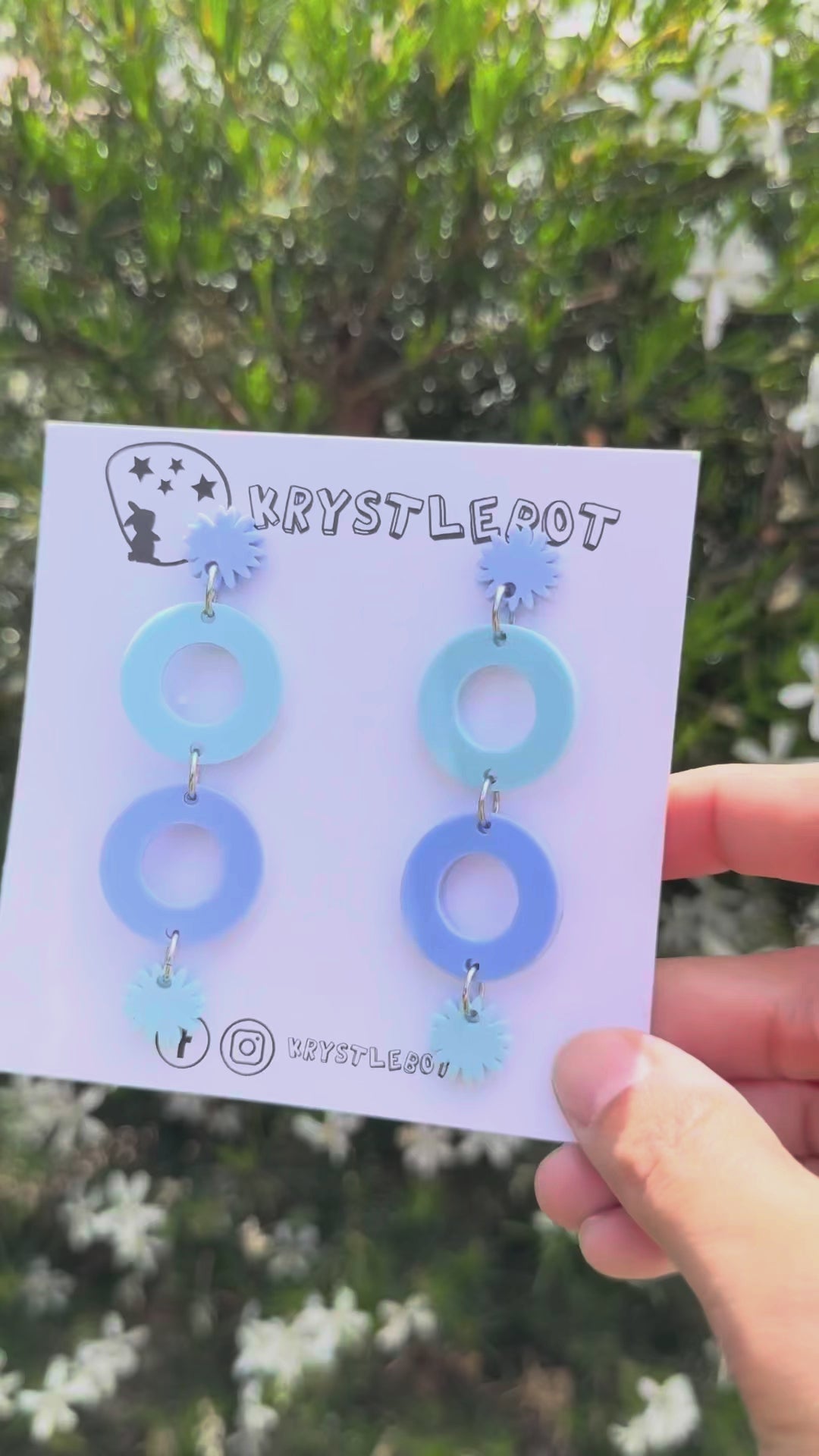 Two toned blue circle and starburst statement dangles, Acrylic earrings, Lightweight dangles,Teacher Earrings