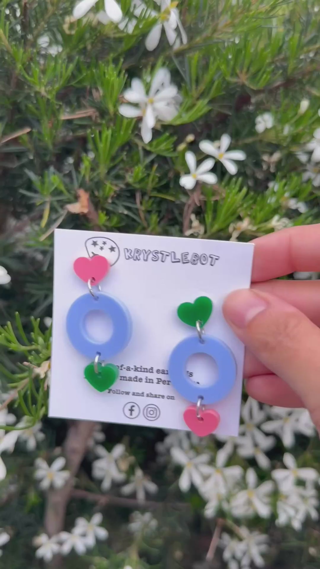 Blue, Raspberry Pink and Forrest Green Mismatched Circle and Heart Dangles, Acrylic earrings, Lightweight dangles,Teacher Earrings