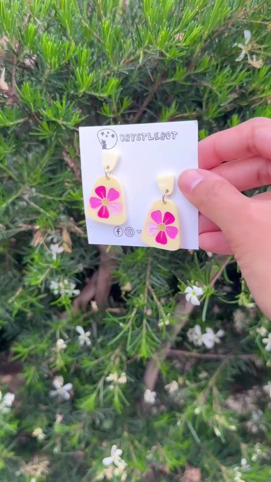 Yellow Pink Ombré Flower Hand Painted Dangles
